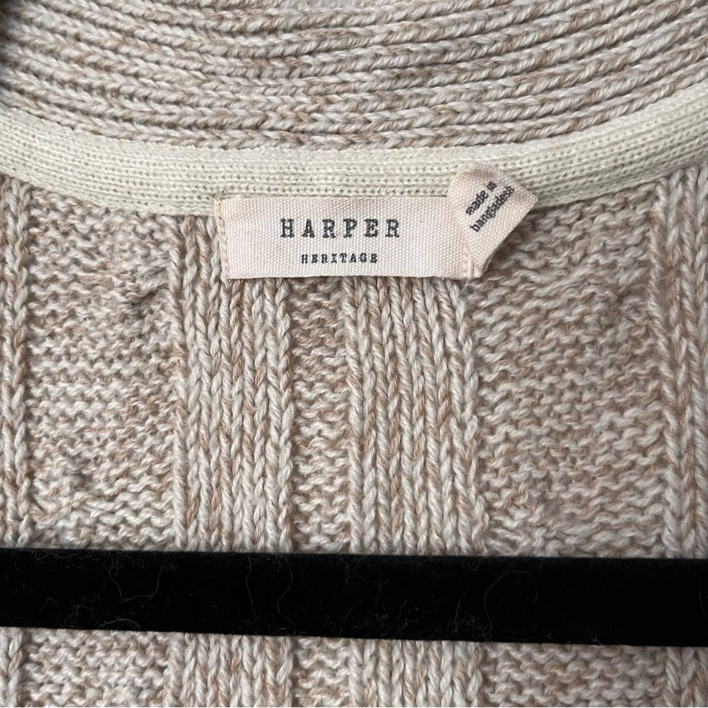 Harper Heritage Cable-Knit Open-Front Patch Pocket Cardigan - Size S