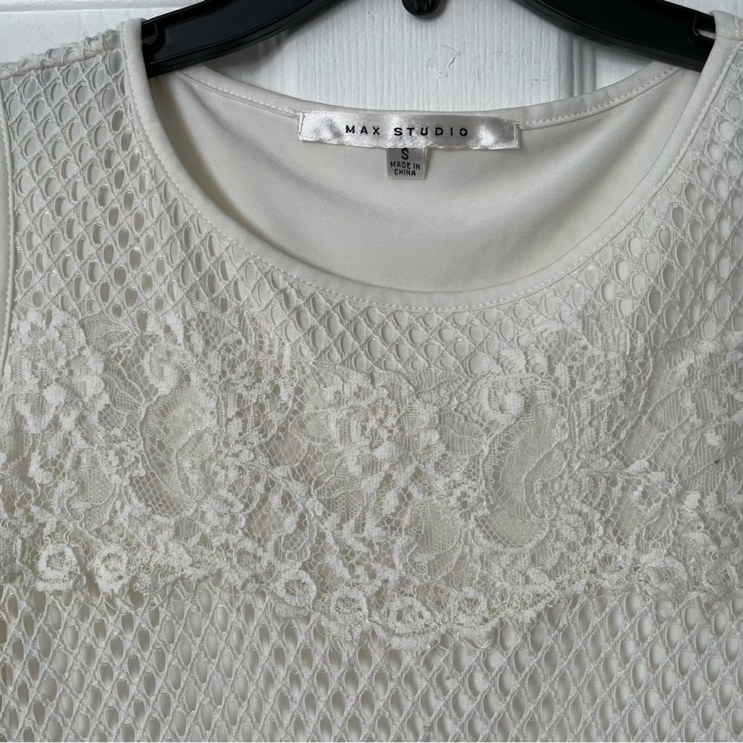 Max Studio White Lace Overlay Dress - Size S