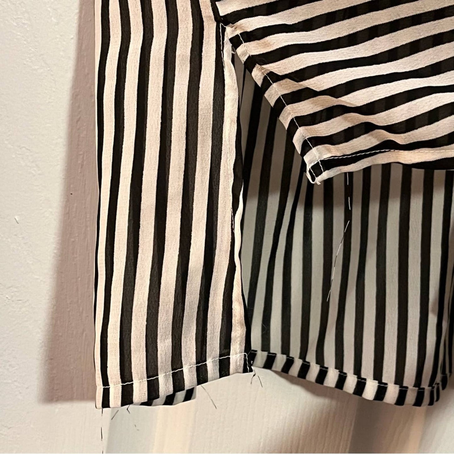 Dizzy Lizzy Sheer Mesh Striped Blouse - Size S