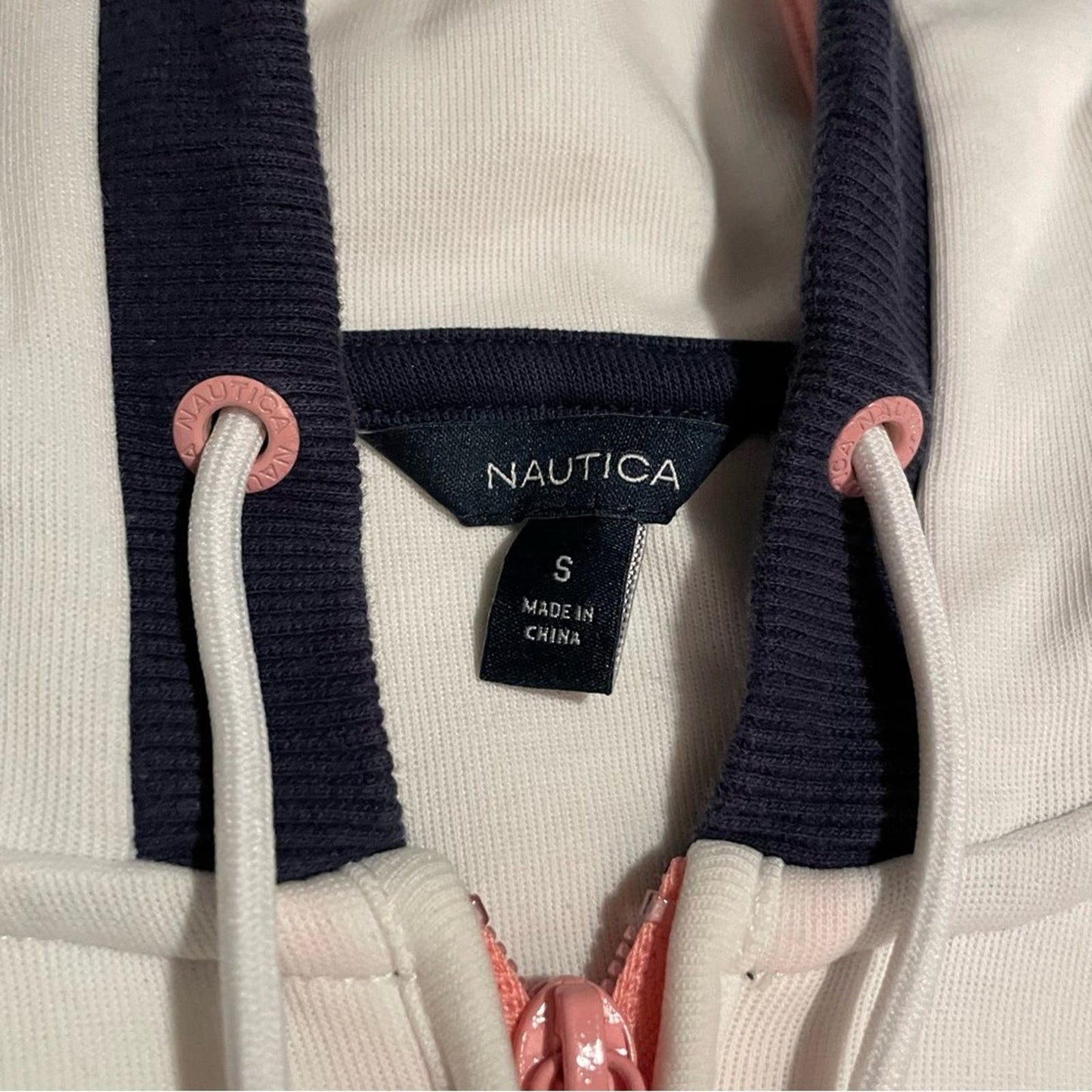 Nautica White Zip Hoodie with Back Graphic - Size S
