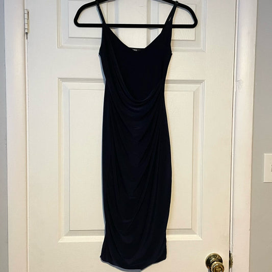 Missguided Navy Draped Front Dress - Size 6