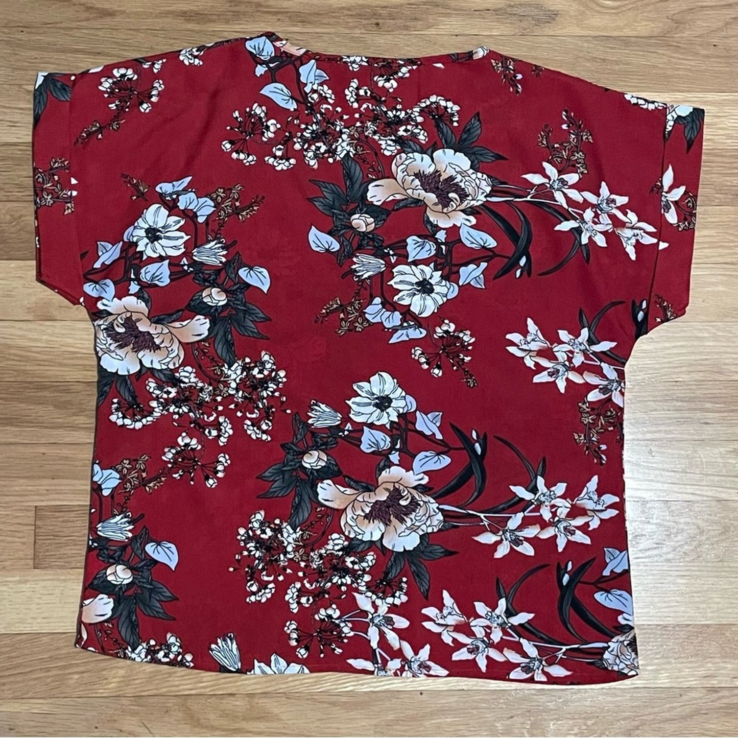Shein Red Floral Shell - Size M