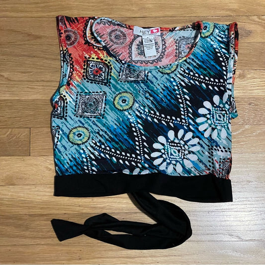 Hey Collection Sleeveless Tie-Back Crop Top - Size M