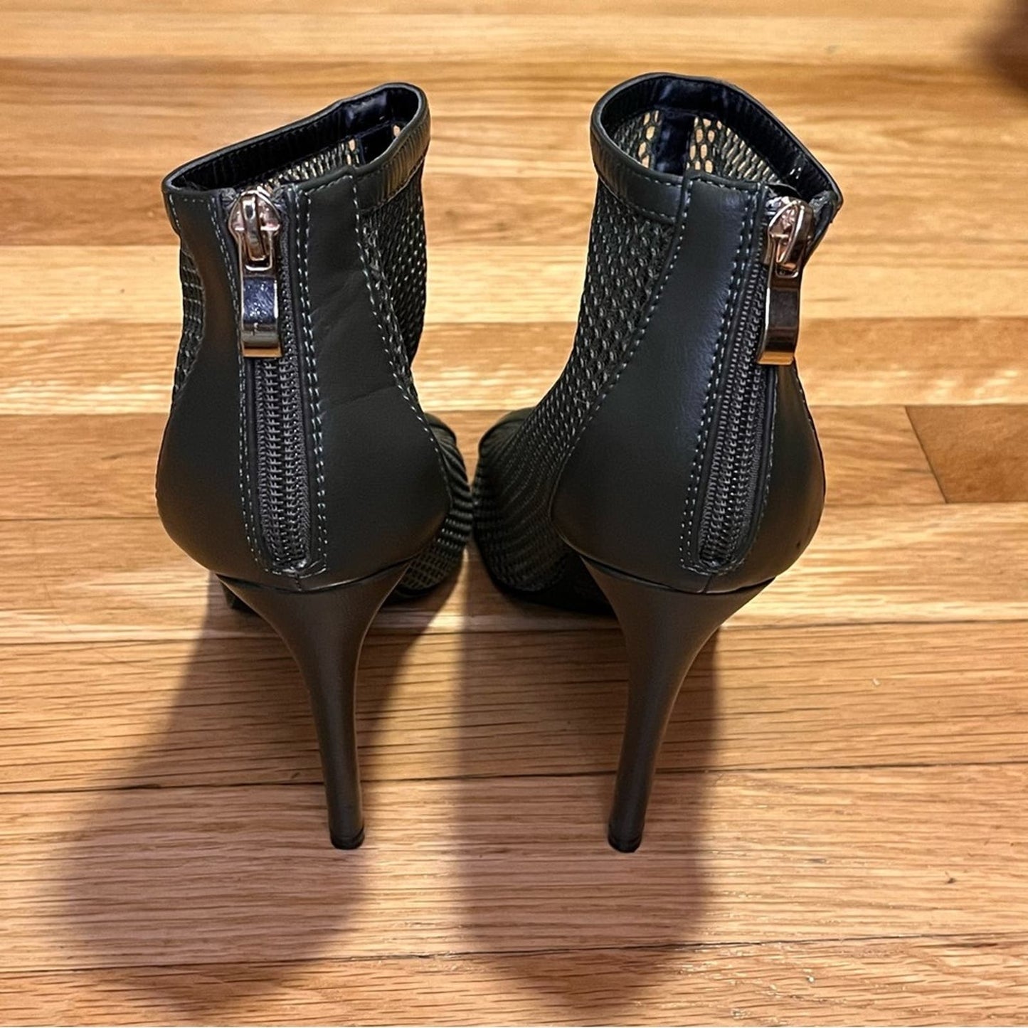 Studio F Fishnet Peep-Toe Ankle Booties - Size 37