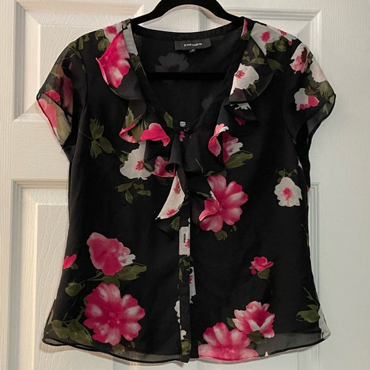 Jones Wear Black Floral Blouse - Size 6