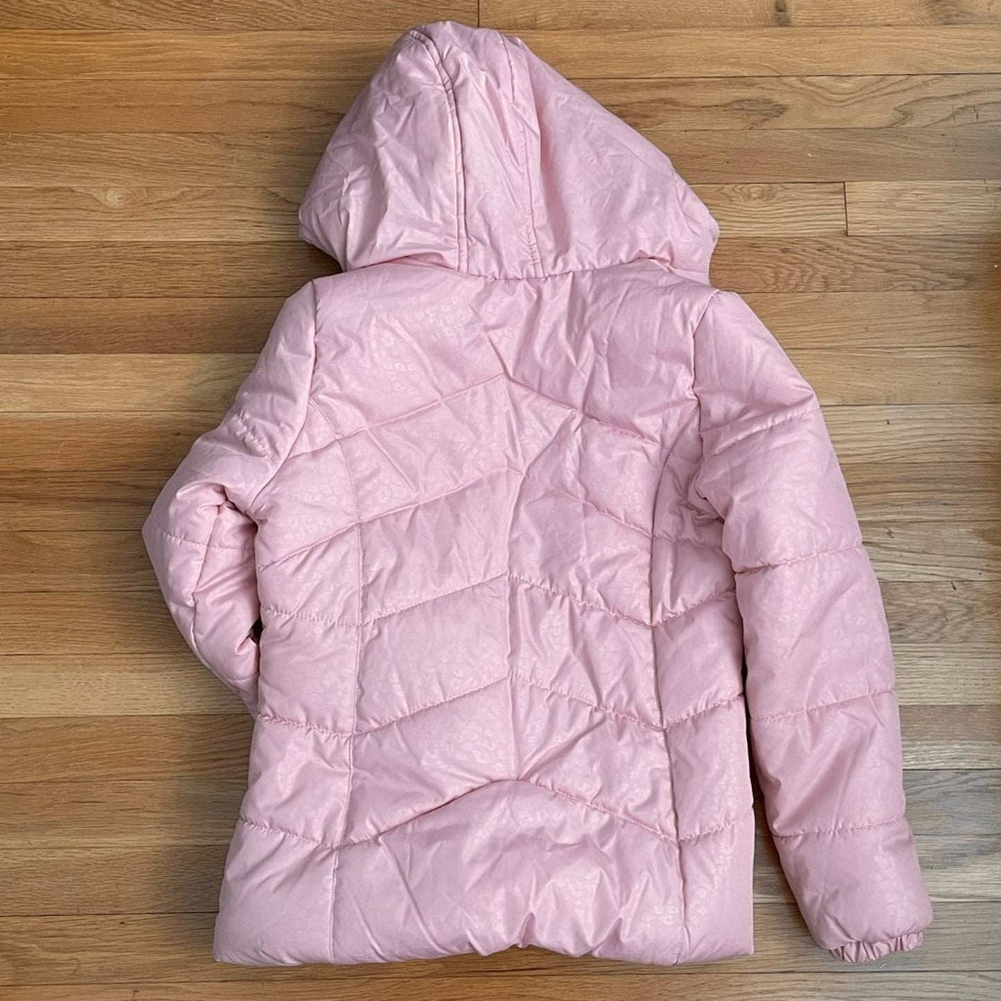 London Fog Pink Leopard Puffer Jacket - Size L (14-16)