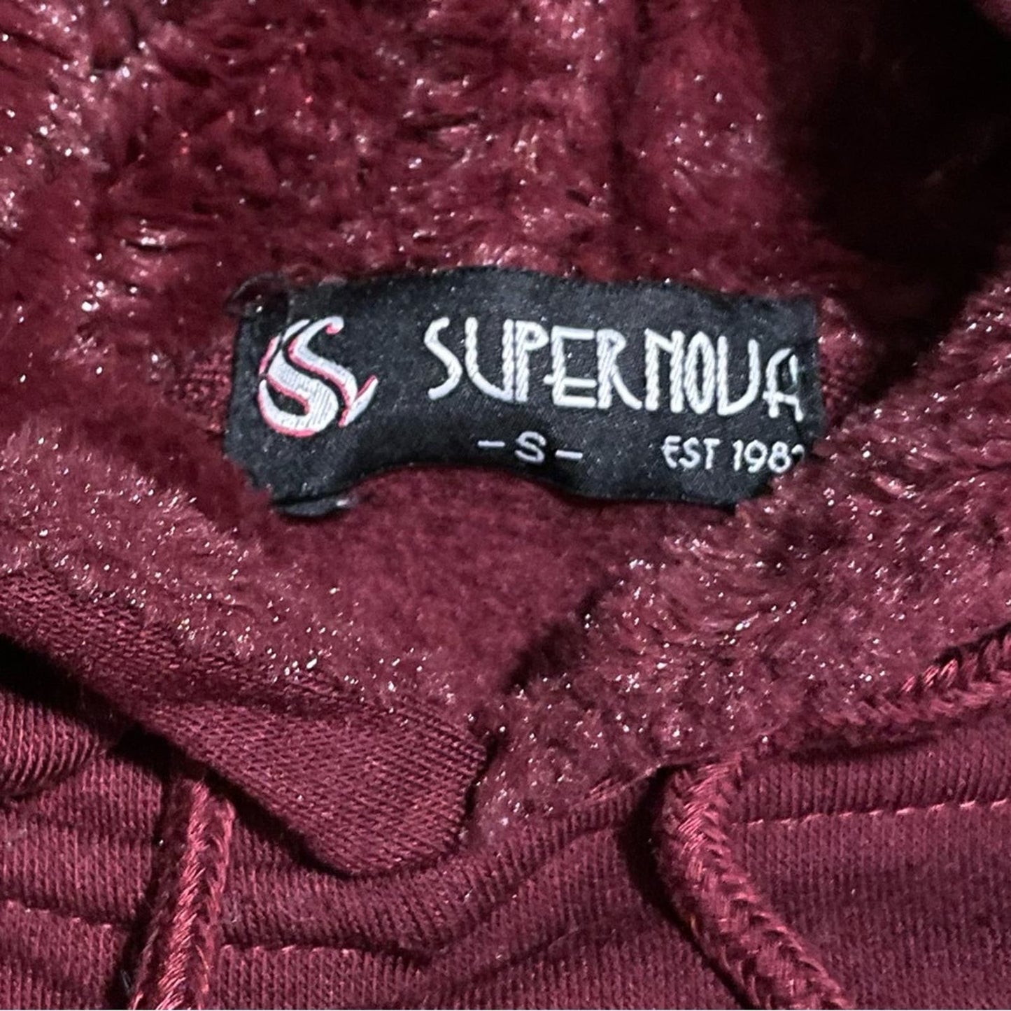 Super Nova Burgundy Rose Hoodie - Size S