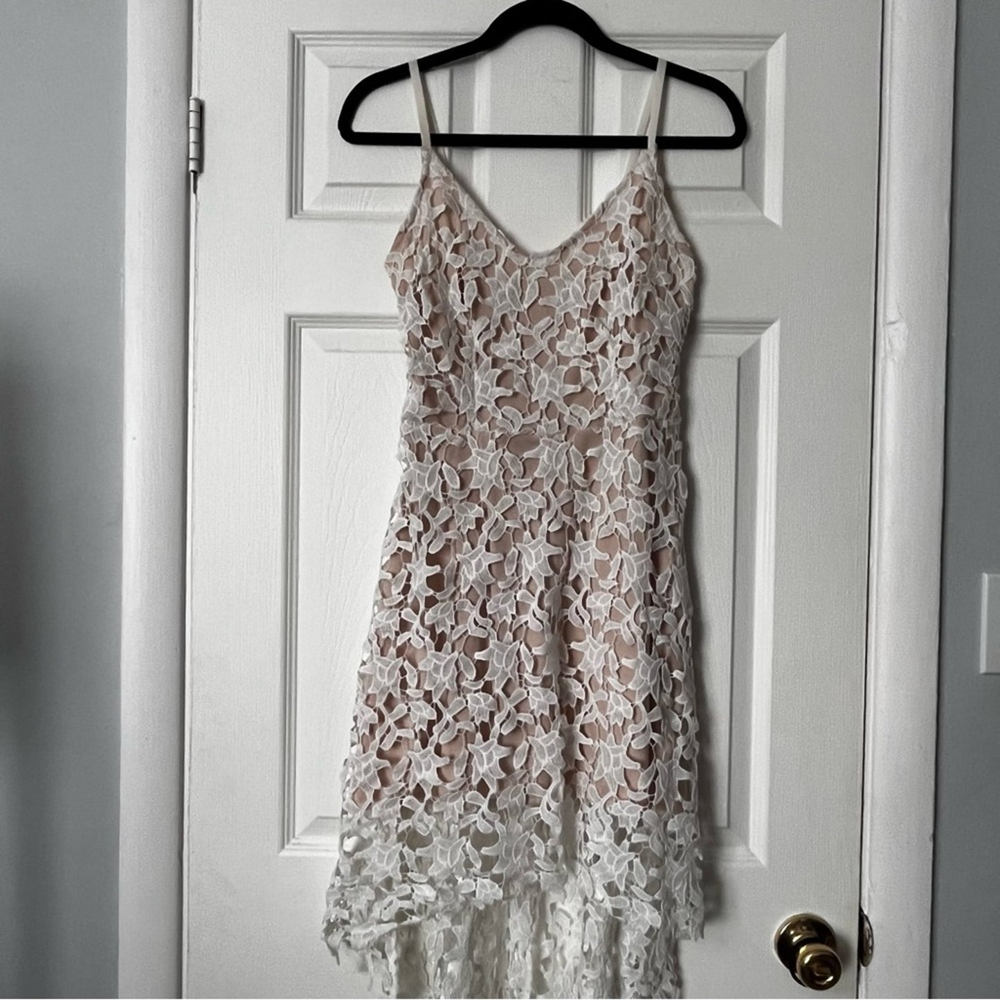 Lace Overlay A-Line Hi-Low Dress - Size M