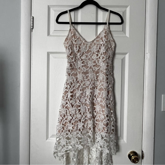 Lace Overlay A-Line Hi-Low Dress - Size M