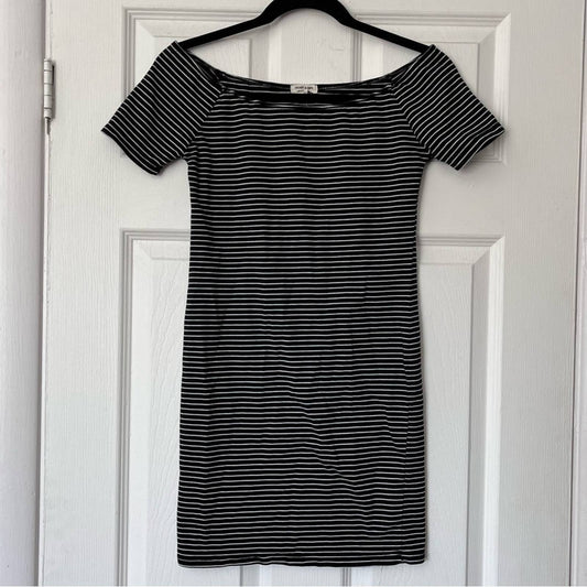 Heart & Hips Striped Off-Shoulder Mini Dress - Size S