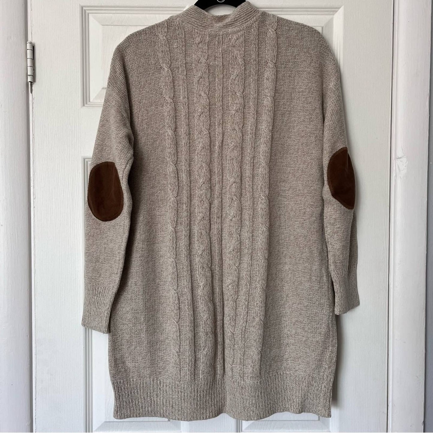 Harper Heritage Cable-Knit Open-Front Patch Pocket Cardigan - Size S