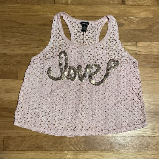 Rue21 Pink Crochet “Love” Racerback Tank - Size M