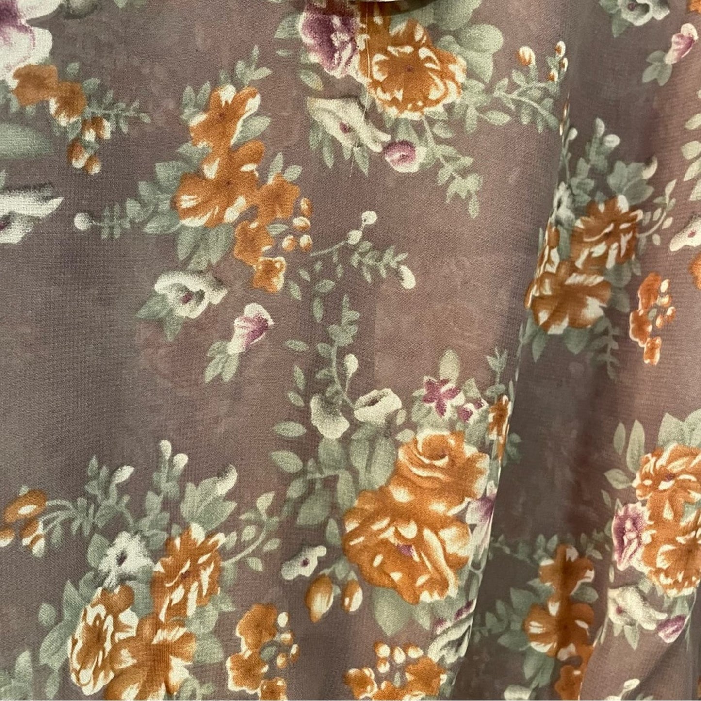 Quintessential Short Sleeve Gray Floral Tie-Neck Blouse - Size M