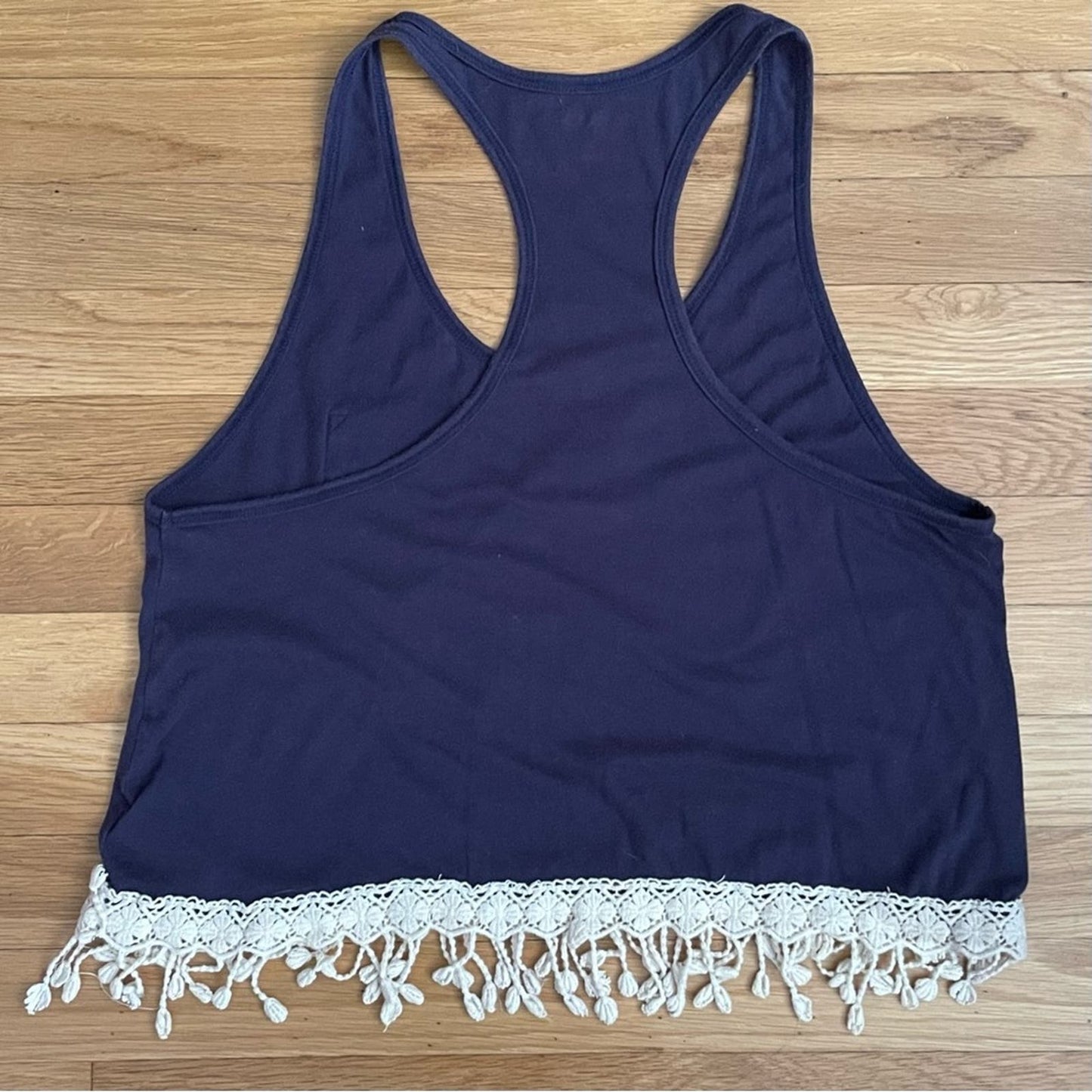 Arizona Jeans Navy Racerback Tank w/Crochet Trim - Size L