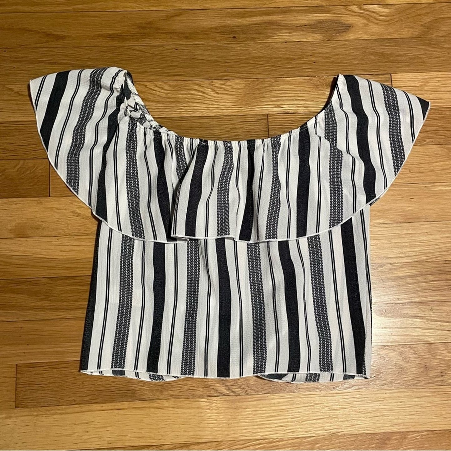 Paper Moon Striped Off-Shoulder Tie-Front Top - Size M