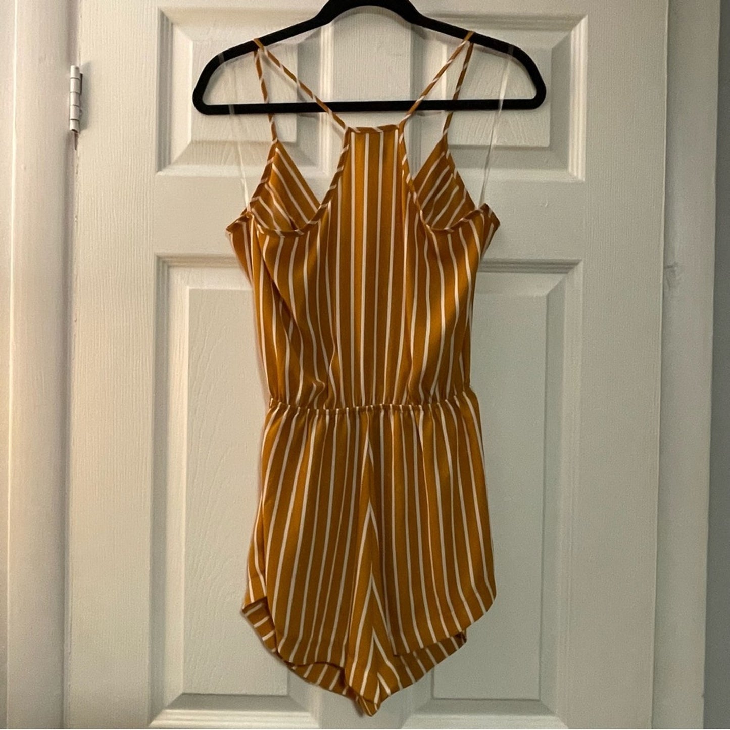 Timing Burnt Orange/White Striped Sleeveless Romper - Size M