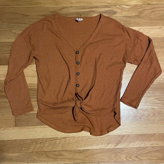 Sky & Sparrow Waffle Knit Tie-Front Cardigan - Size XS