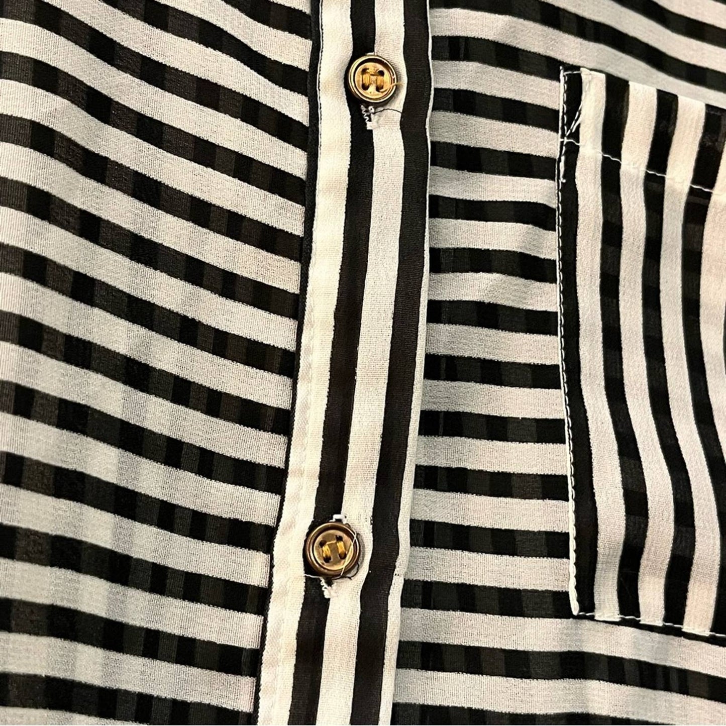 Dizzy Lizzy Sheer Mesh Striped Blouse - Size S