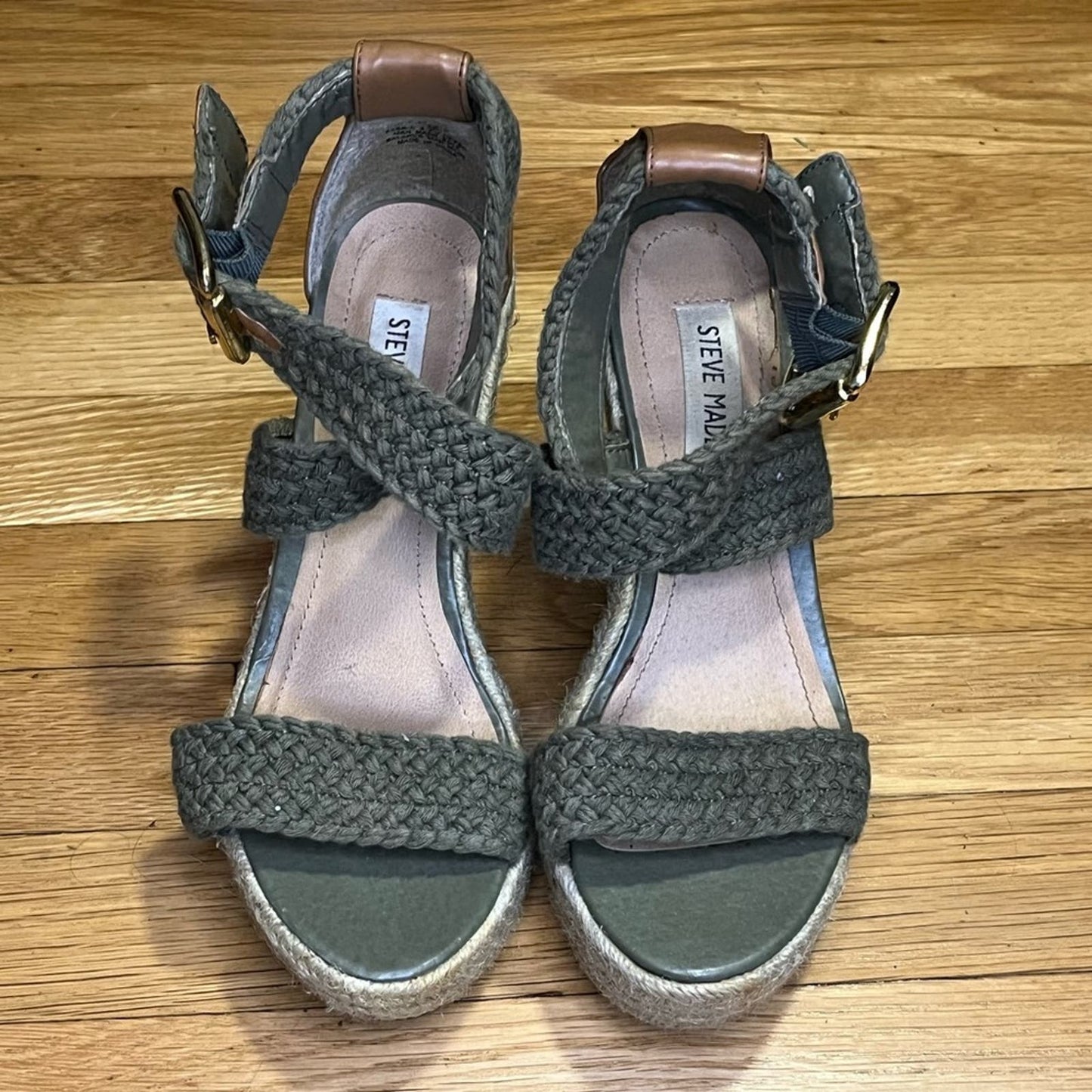 Steve Madden Olive Woven Espadrille Platform Sandal - Size 6.5
