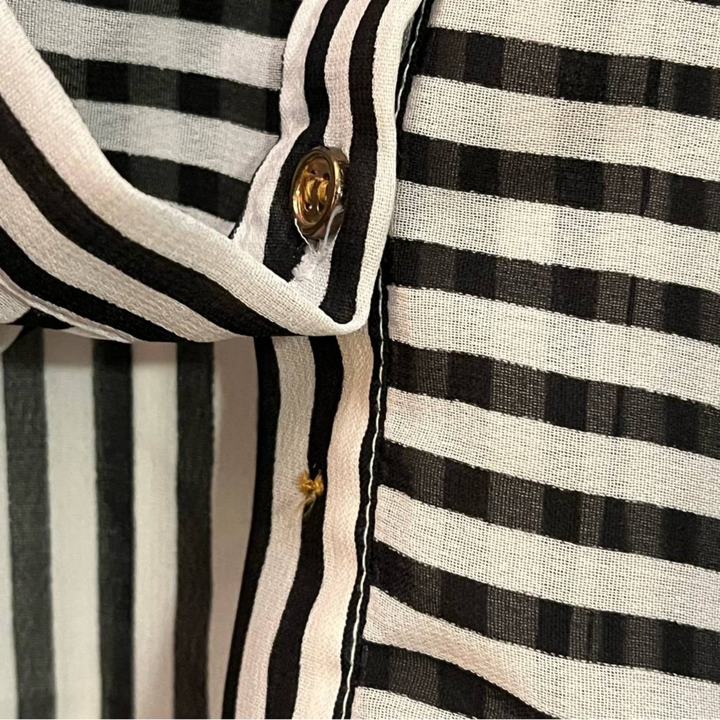Dizzy Lizzy Sheer Mesh Striped Blouse - Size S