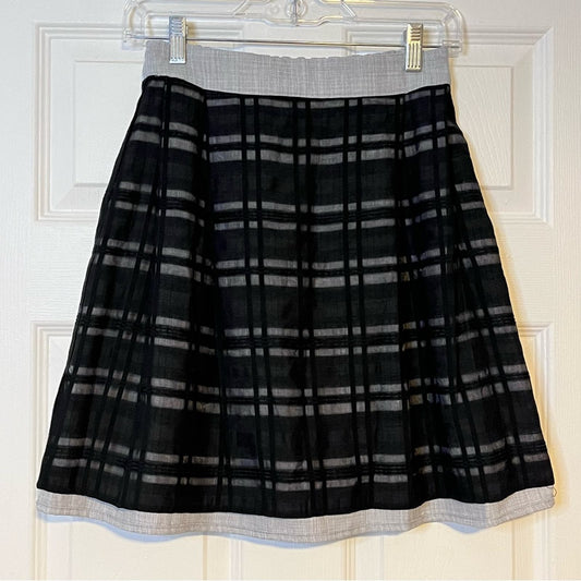 Gray/Black Plaid Overlay Reversible Skirt