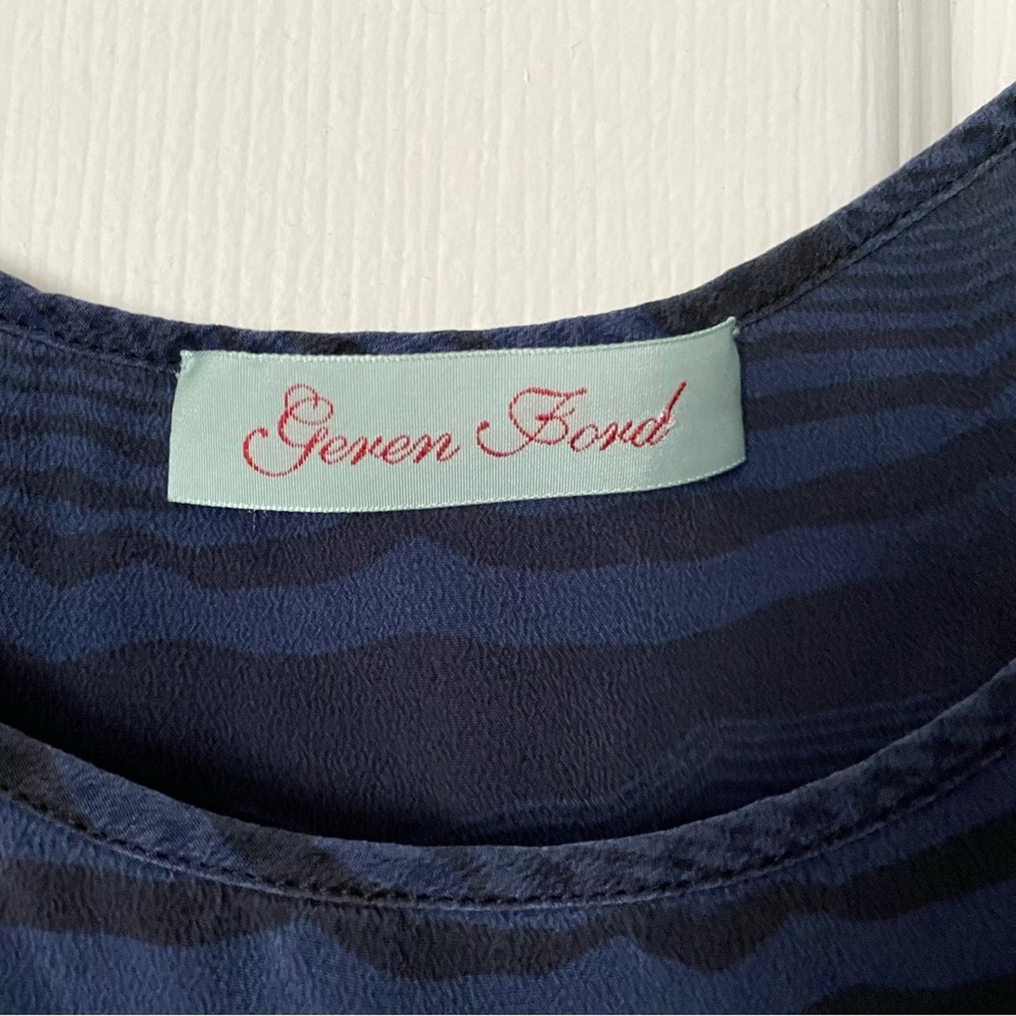 Geren Ford Navy/Black Short Sleeve Silk Dress - Size XS