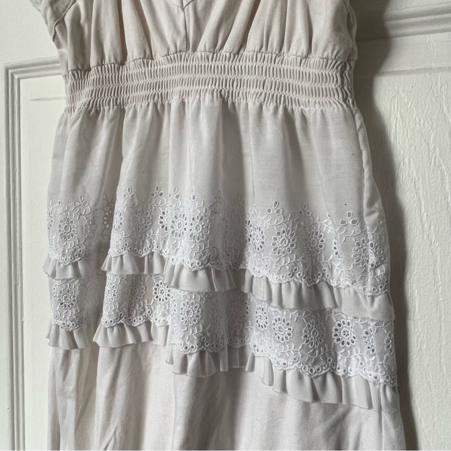 White Eyelet Trim Dress [No Brand]
