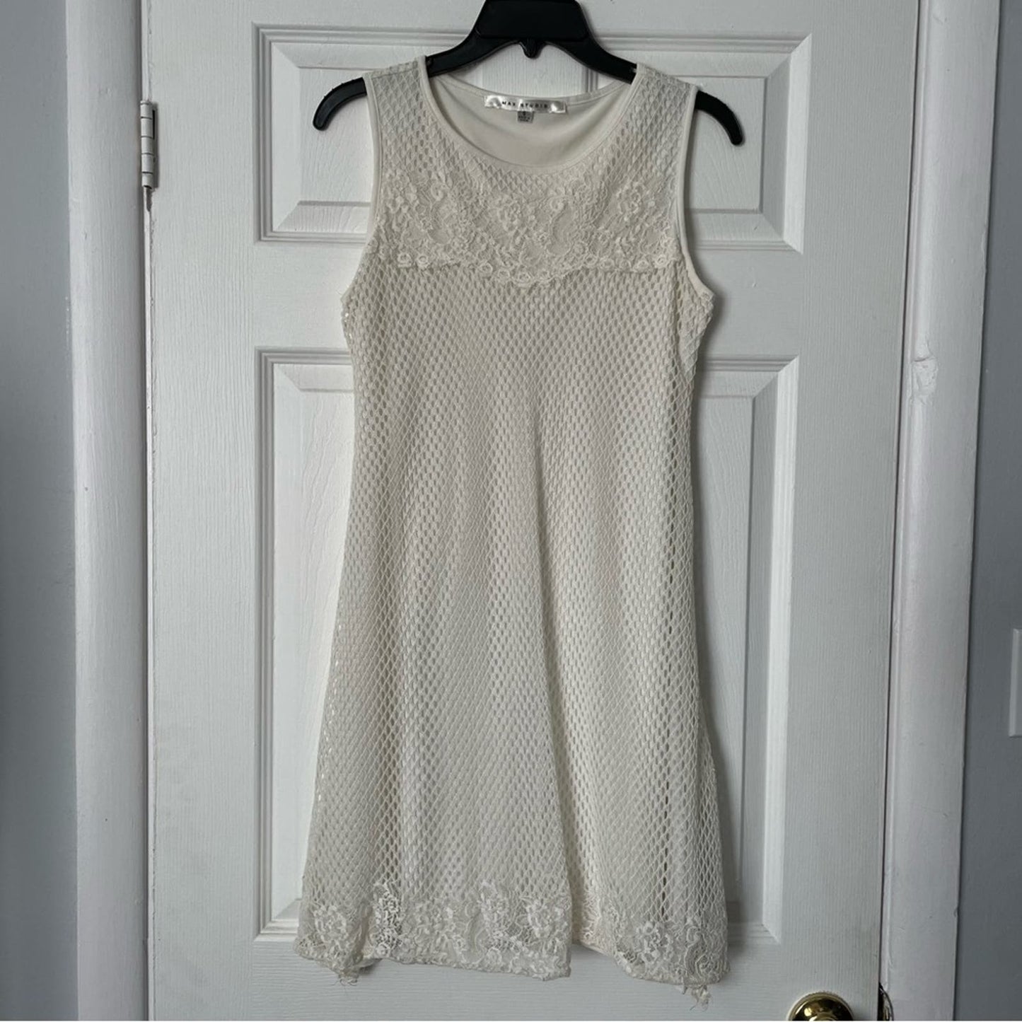 Max Studio White Lace Overlay Dress - Size S