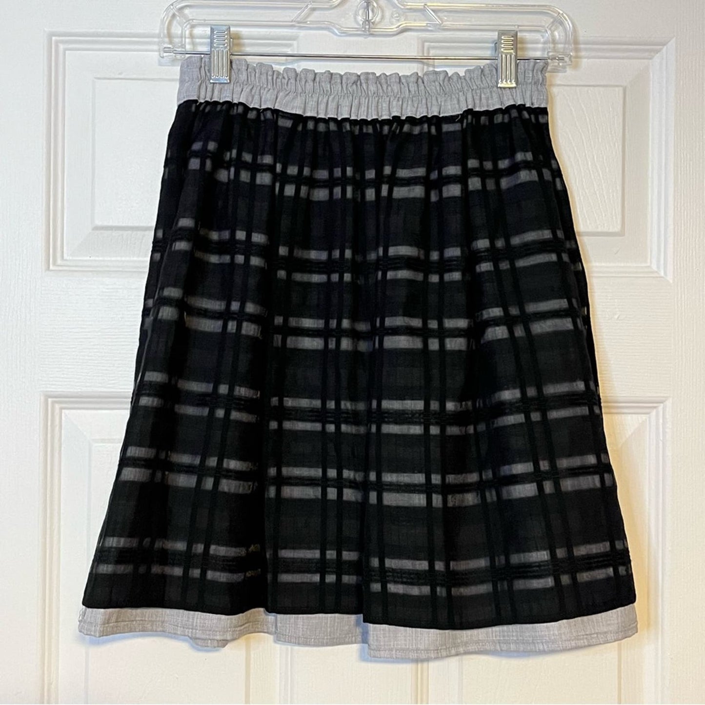 Gray/Black Plaid Overlay Reversible Skirt