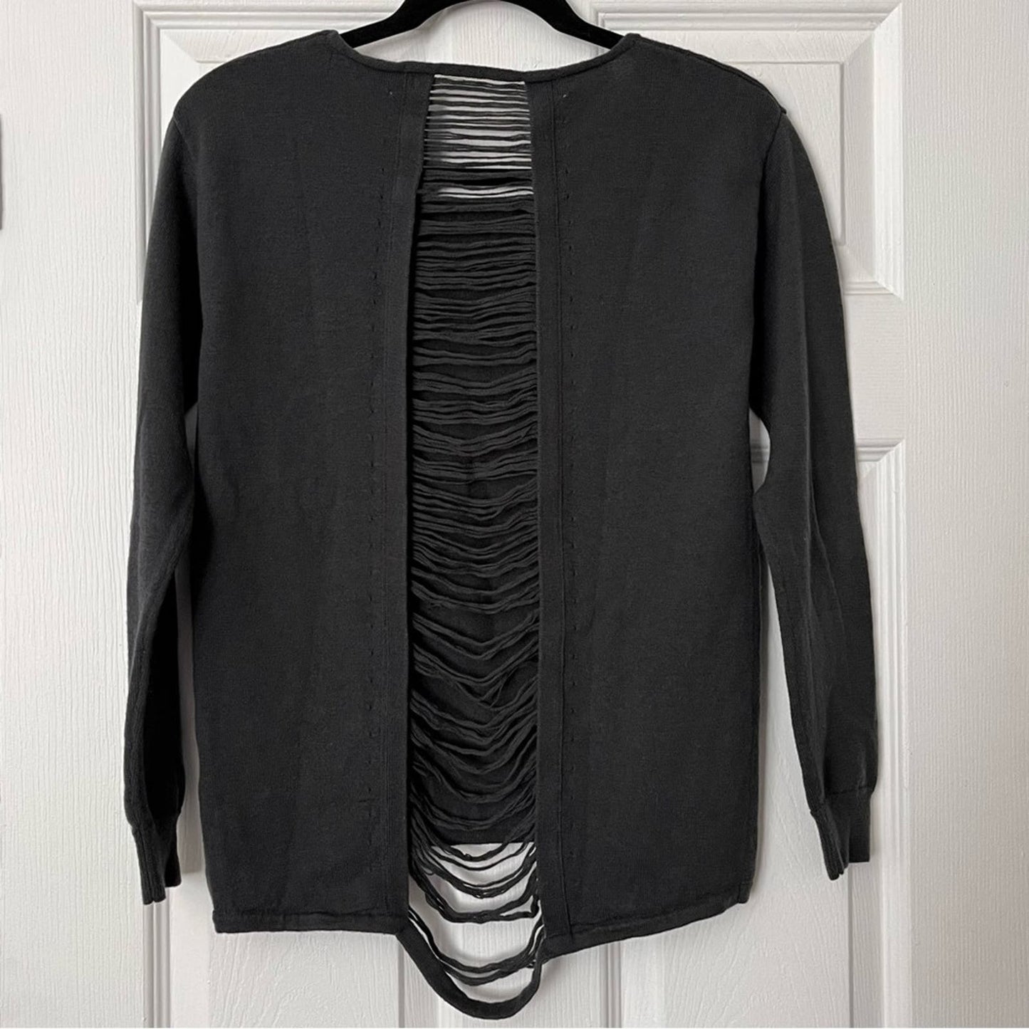 One Grey Day Shredded-Spine Sweater - Size S