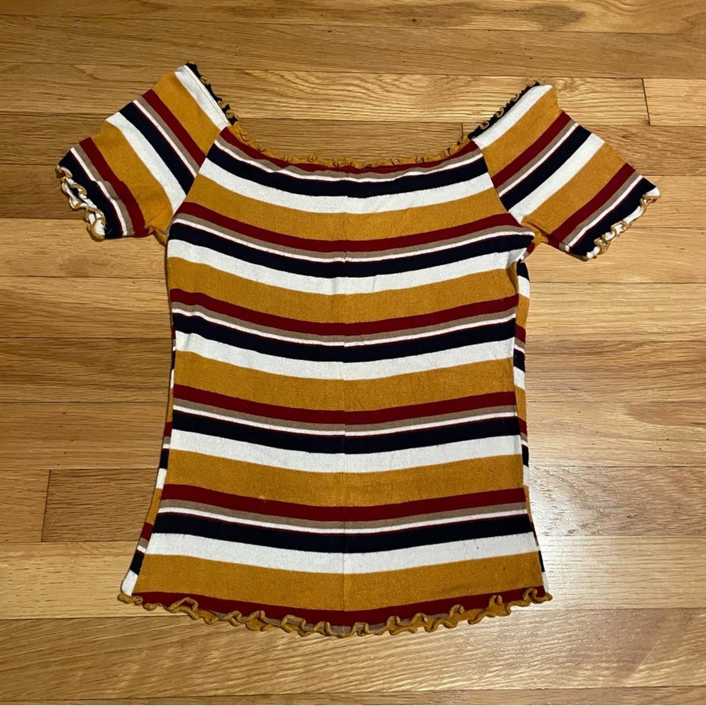 Charlotte Russe Off Shoulder Striped Knit Top - Size M