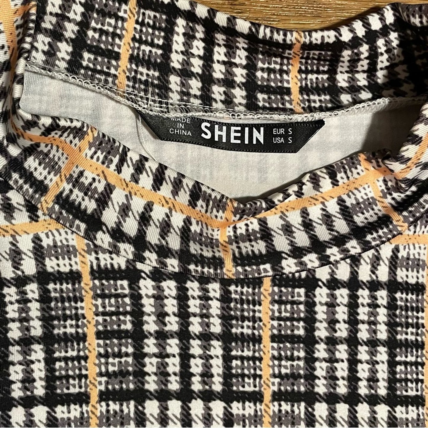 Shein Long Sleeve Plaid Print Top - Size S