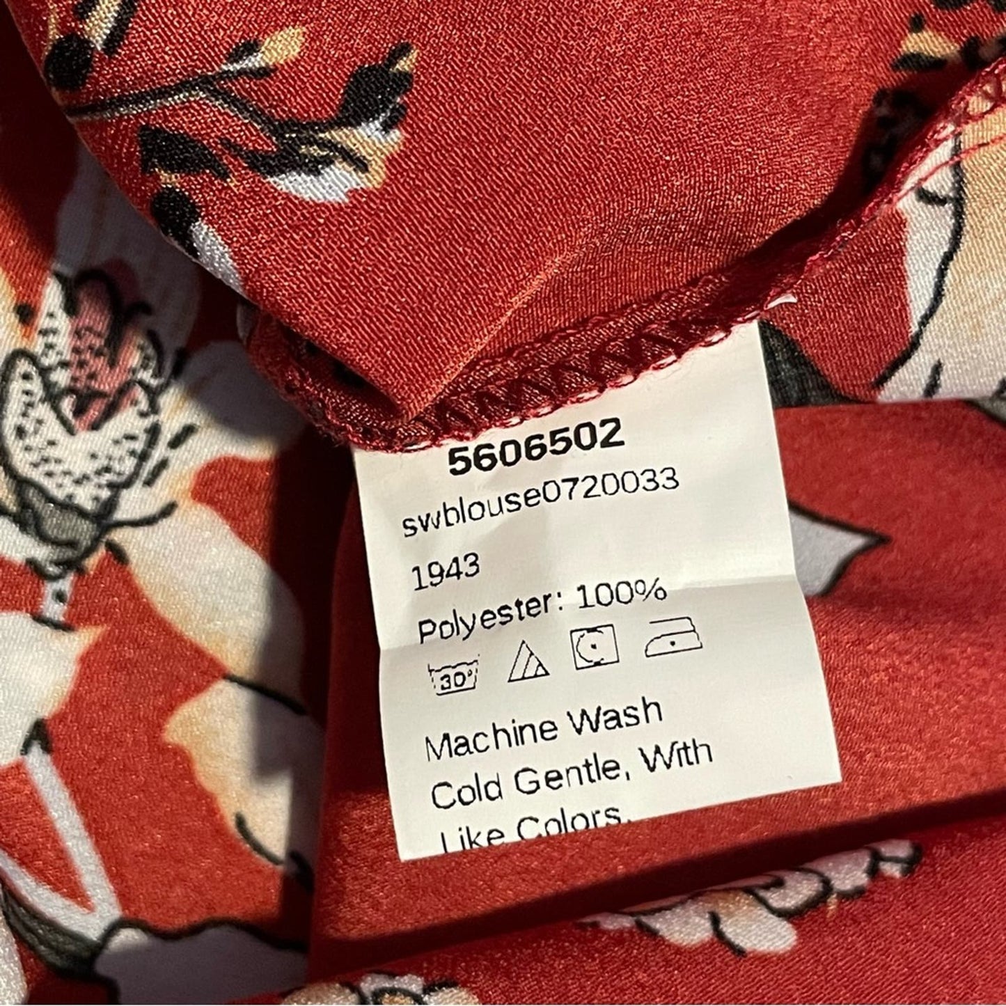 Shein Red Floral Shell - Size M