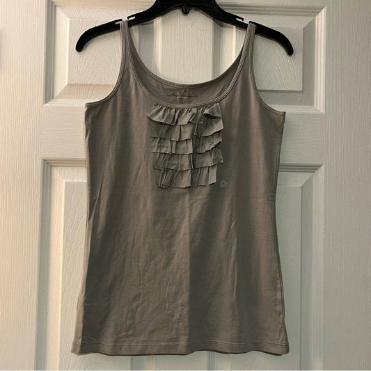 Eddie Bauer Gray Ruffle-Front Tank - NWOT