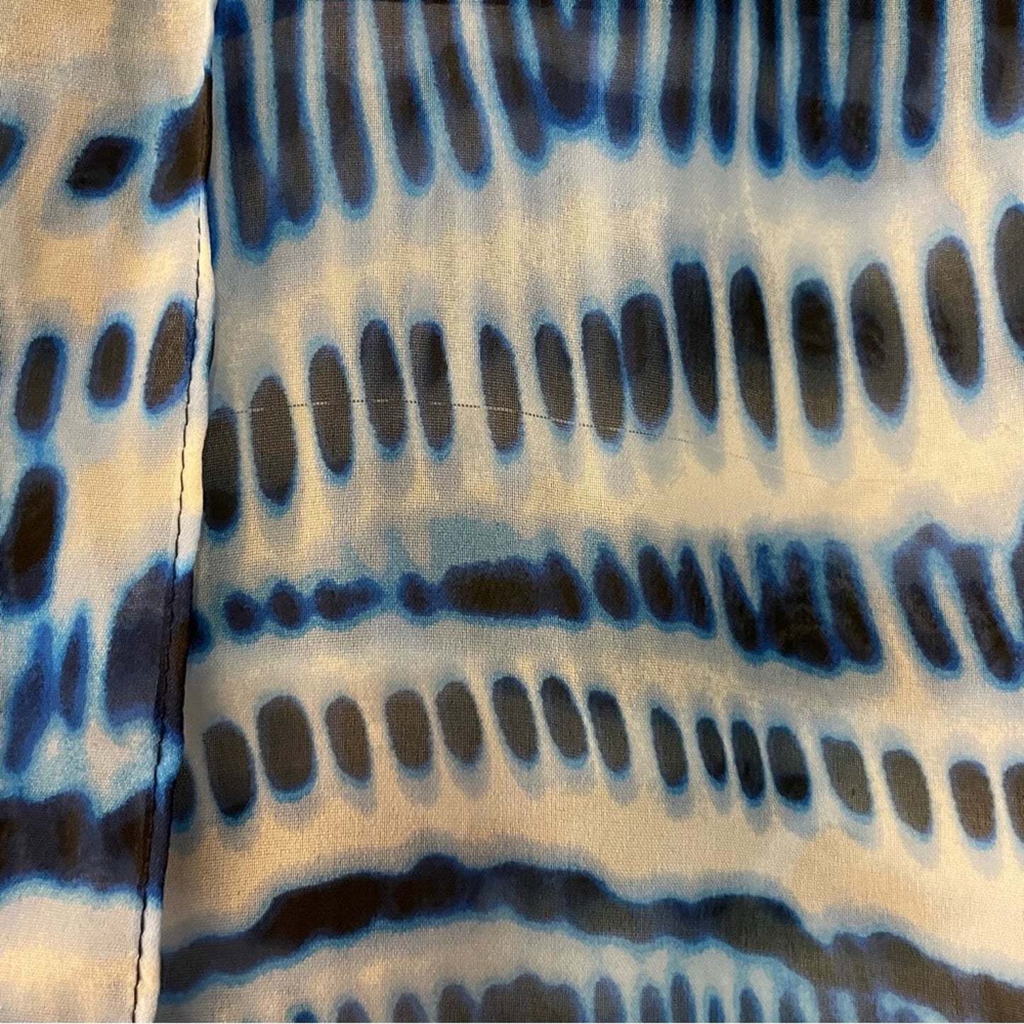 Blue & White Tie-Dye Sheer Open-Shoulder Blouse - Size UNKNOWN