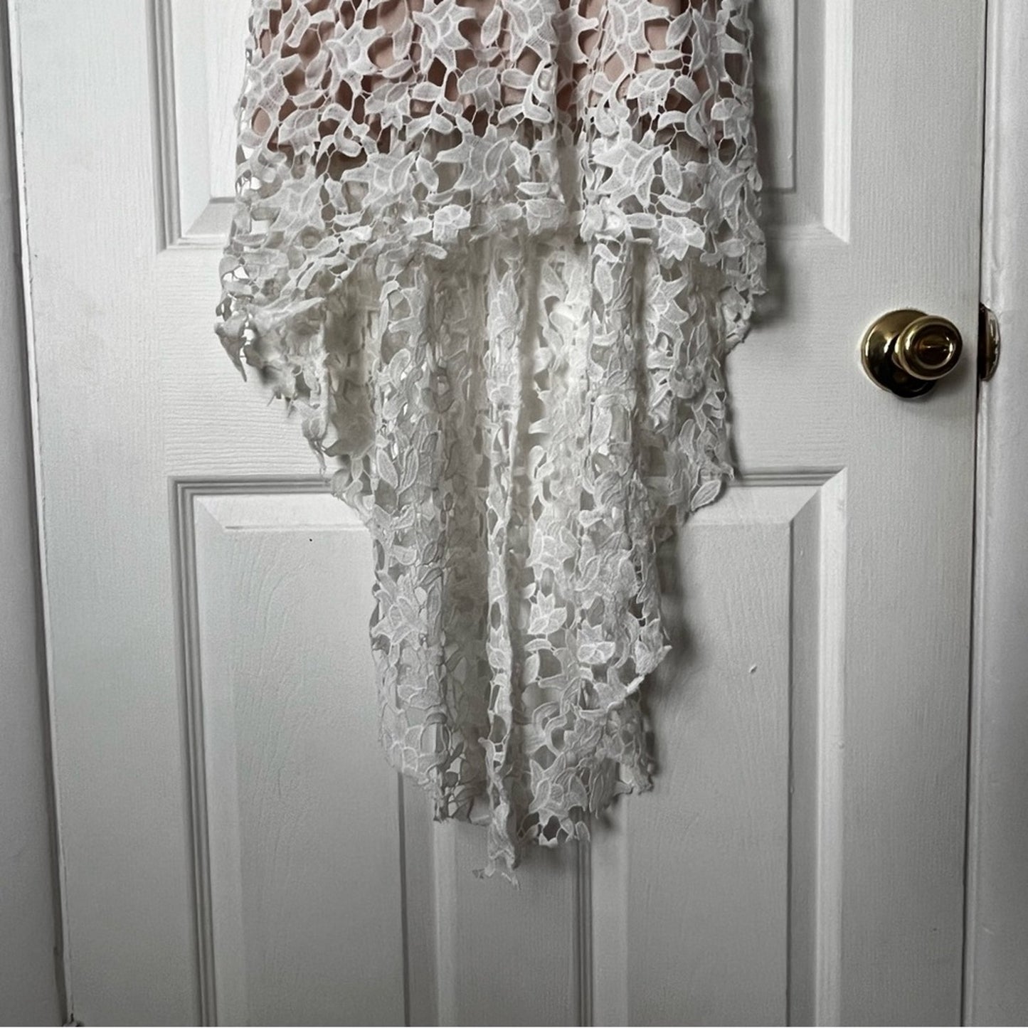 Lace Overlay A-Line Hi-Low Dress - Size M