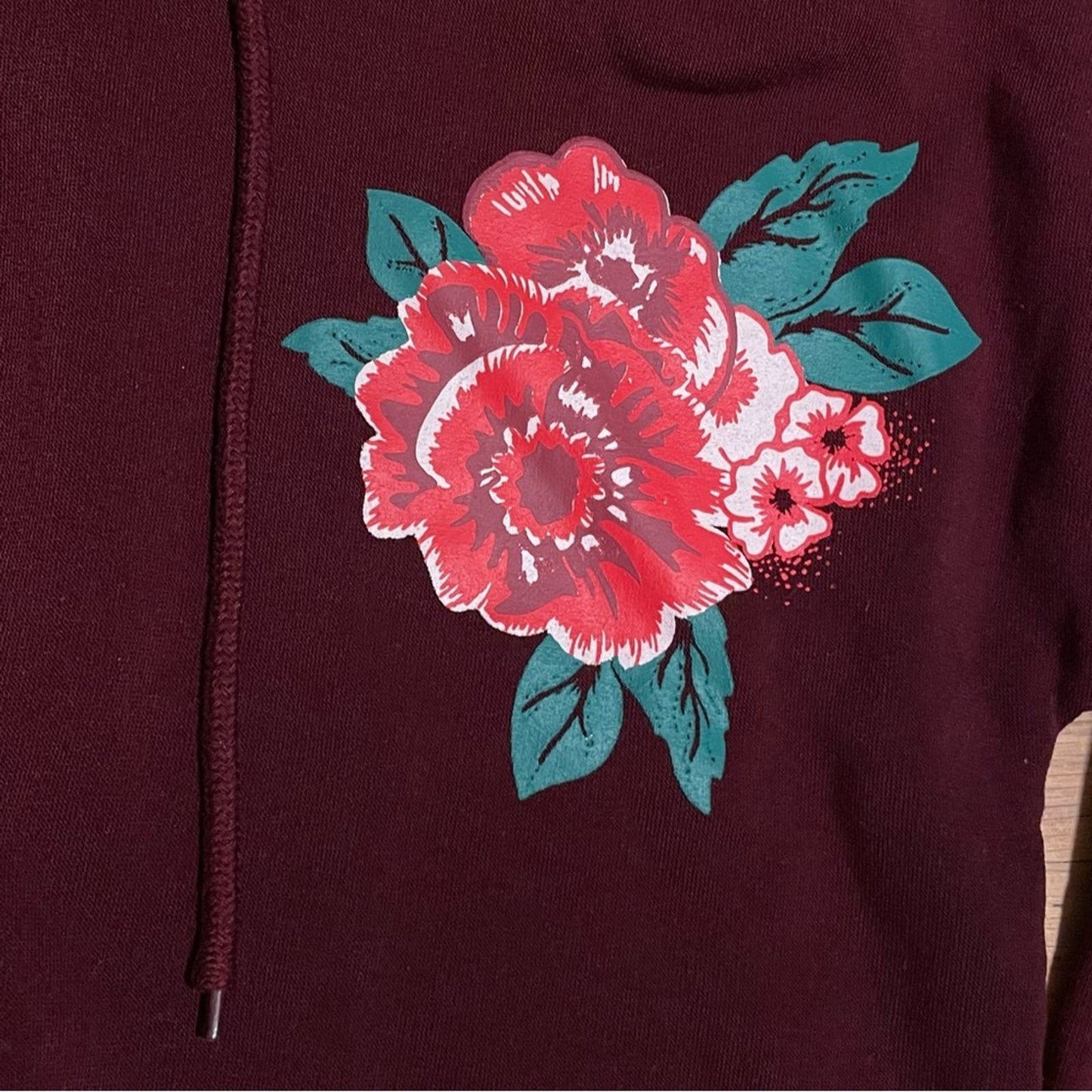 Super Nova Burgundy Rose Hoodie - Size S