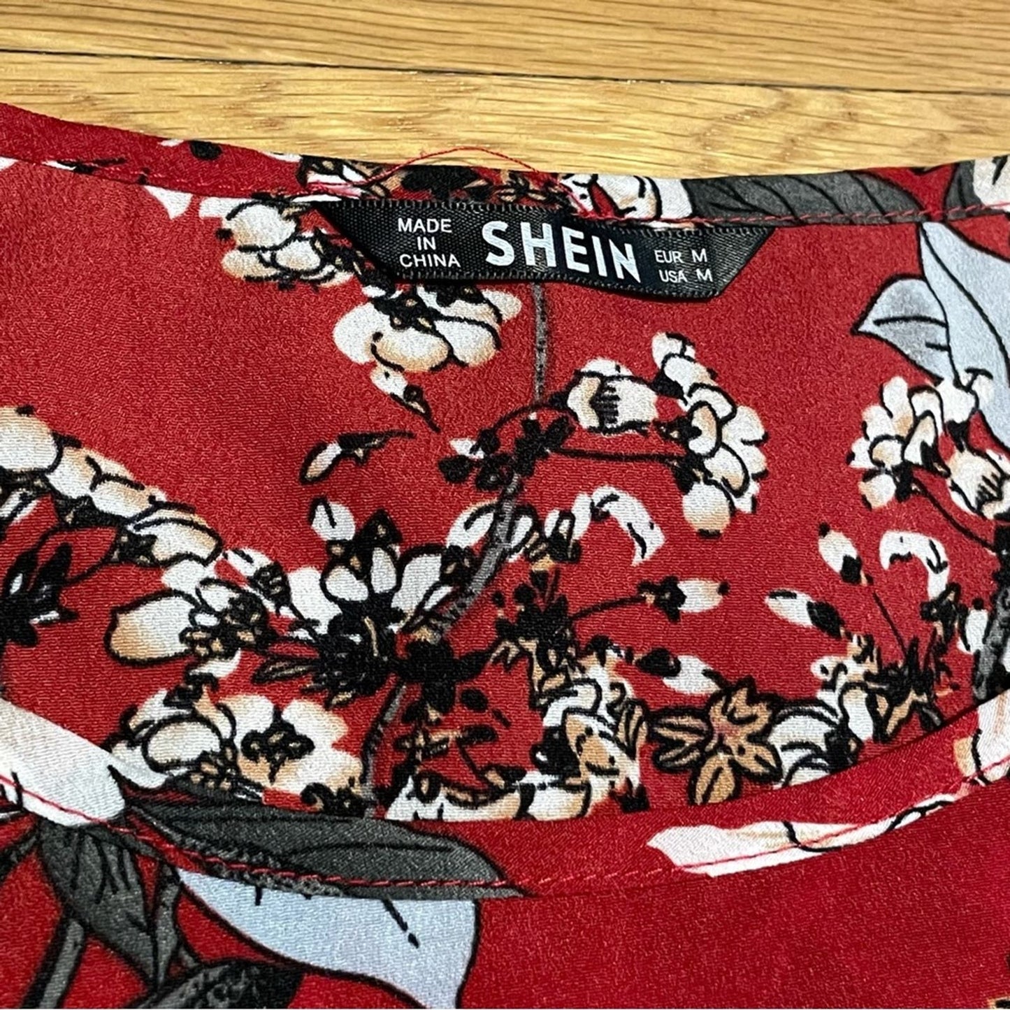 Shein Red Floral Shell - Size M