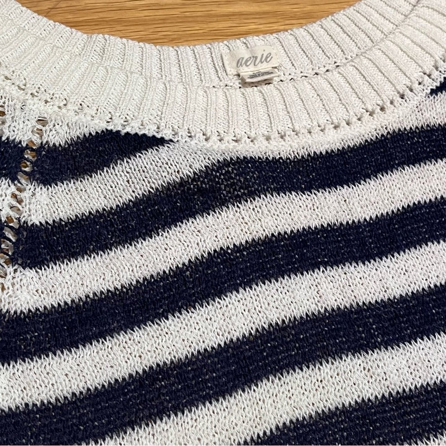 Aerie Short Sleeve Striped Knit Top - Size S