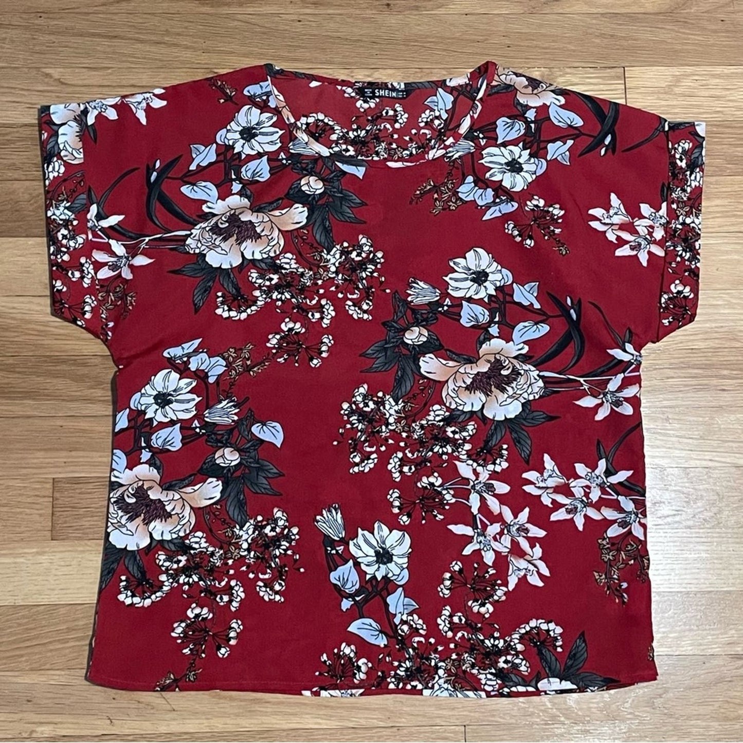 Shein Red Floral Shell - Size M