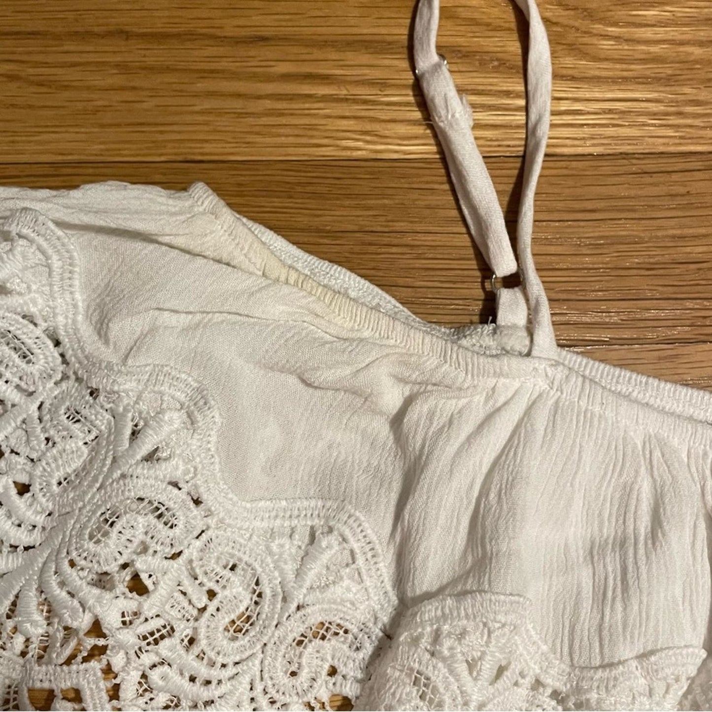 Active USA Lace Ruffle Off Shoulder Top - Size S