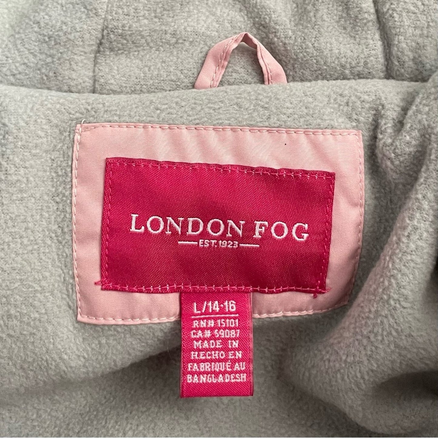 London Fog Pink Leopard Puffer Jacket - Size L (14-16)