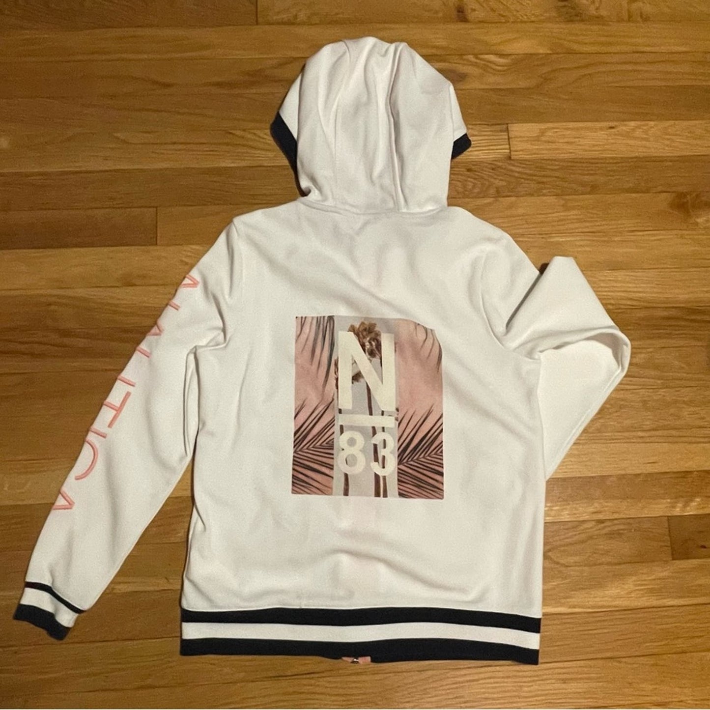 Nautica White Zip Hoodie with Back Graphic - Size S