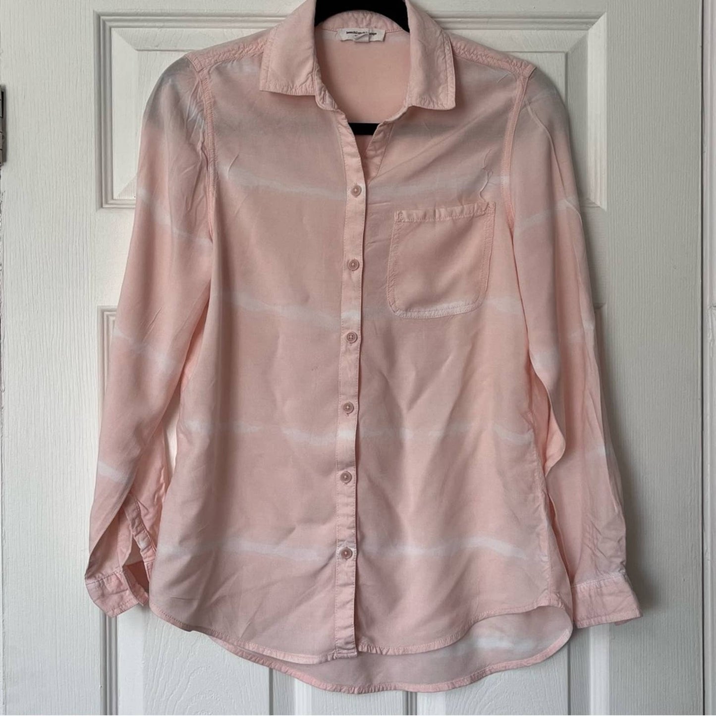 BeachLunchLounge Collection Tie-Dye Stripe Button-Down Shirt - Size S