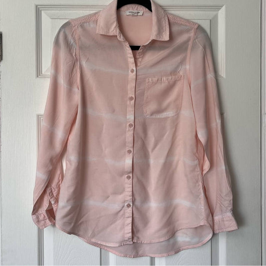 BeachLunchLounge Collection Tie-Dye Stripe Button-Down Shirt - Size S