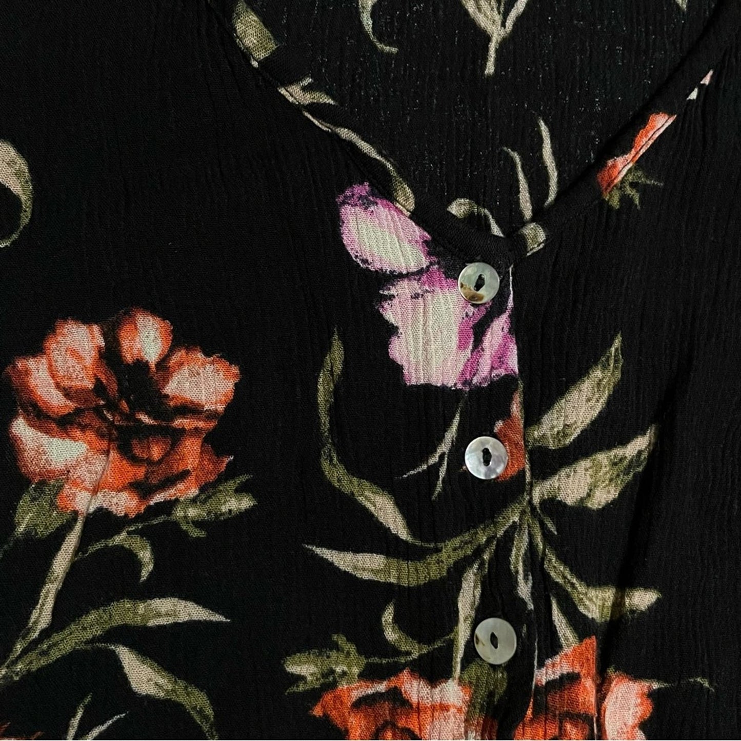 Blu Pepper Flowered Tie-Front Crop Blouse - Size S
